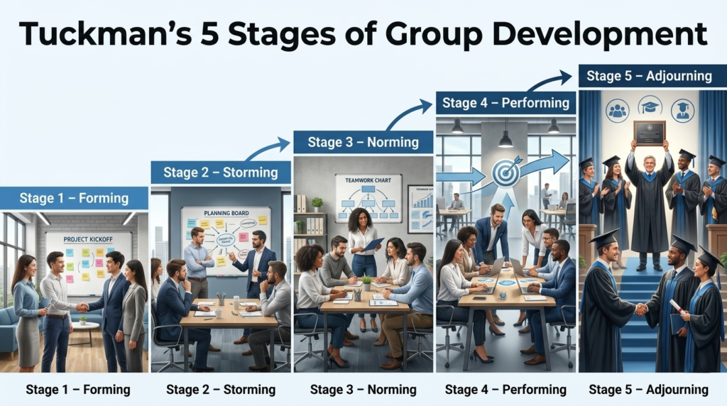 Tuckman’s 5 Stages of Group Development with Examples